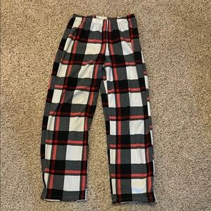 Plaid Pajama Bottoms - Black, Red, White